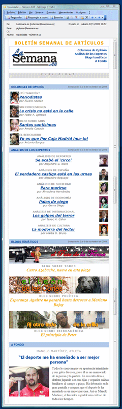 Este es el Bolet�n de Art�culos que enviamos los jueves
