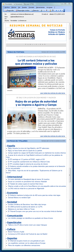 Este es el Bolet�n de Noticias que mandamos cada domingo