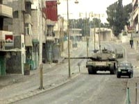 Fotografa Un carro de combate del Ejrcito israel, en las calles de Ramala