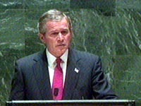 Fotografa George W. Bush, en su intervencin ante la Asamblea de la ONU