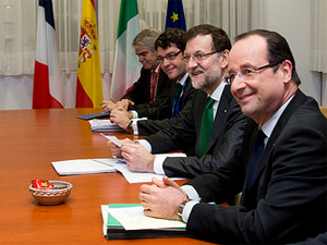 Fotografa Mariano Rajoy y Franois Hollande, en la reunin preparatoria de la cumbre (foto: Consejo Europeo)