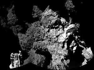 Fotografa de Portada: La sonda Philae, tras posarse sobre el cometa (foto: ESA)