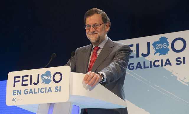 Alberto Nez Feijo y Mariano Rajoy, juntos en el cierre de campaa de las elecciones gallegas (foto: PP)